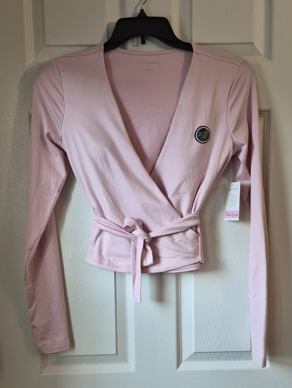 Soft Pink Fleeced Lined Wrap-Front Ballet Style Top